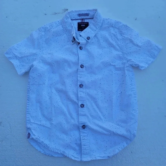 Lot of 2 Cactus Boys Shirt Boy White Navy SLIM FIt Print Button Down Shirt Sz 4 - Picture 3 of 7